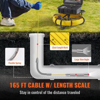 VEVOR Sewer Pipe Camera 9 in. Screen Pipeline Inspection Camera 165 ft. IP68 with DVR Function SD Card for Sewer Duct Drain JLKXSGDNKJ950DXC6V1