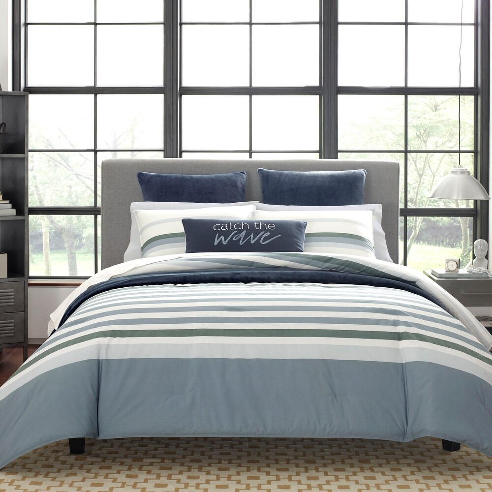 Nautica Lansier Cotton Reversible Grey Comforter Set