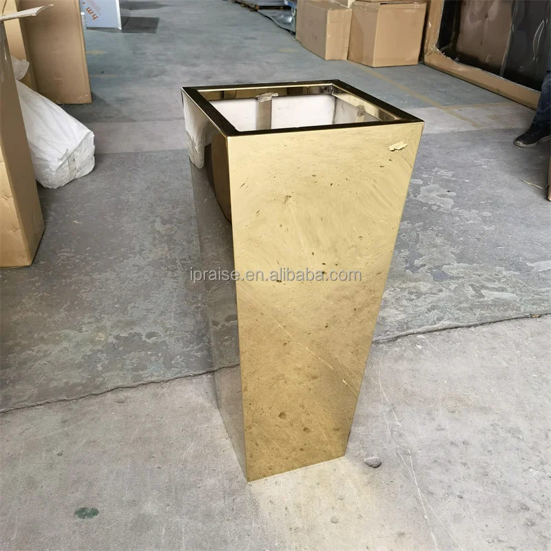 Garden Supplies Luxury Modern Indoor Gold Tall flower plant pot square planters large outdoor