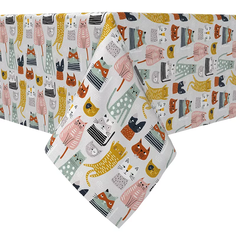 Rectangular Tablecloth， 100% Cotton， Cats with Attitude