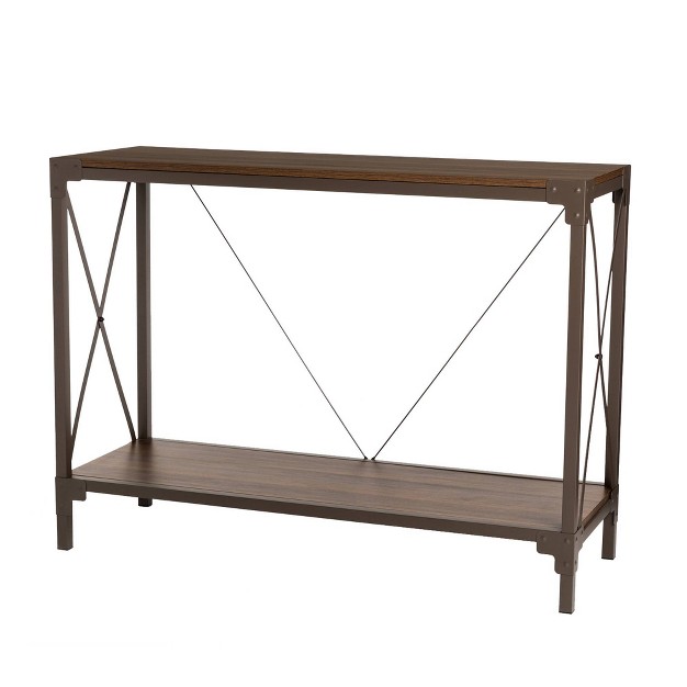 Modern Industry Metal wooden Console Table Glitzhome