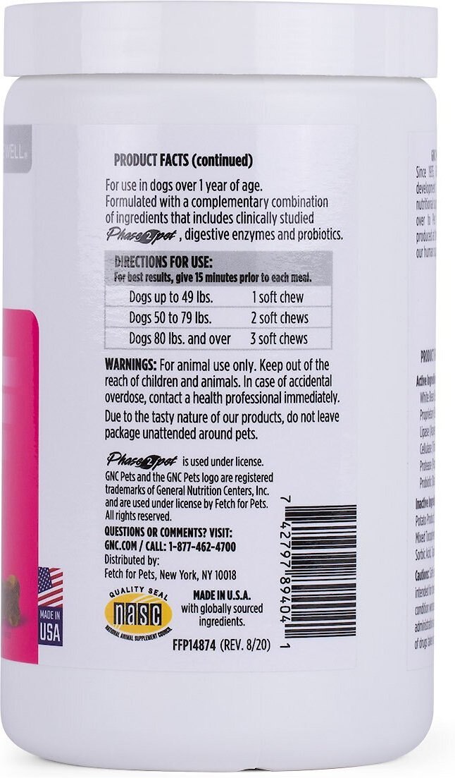 GNC Pets Advanced Weight Support Chicken Flavor Soft Chews Dog Supplement， 90 count