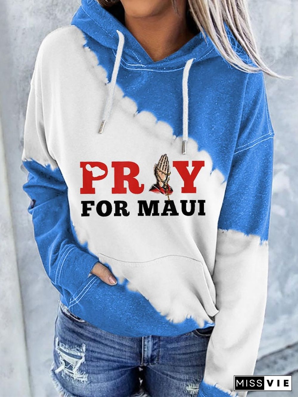 Women's Pray For Maui Print Hoodie