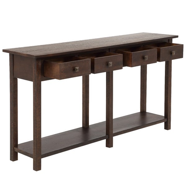 Treyton Rustic Table Console with Four Drawers (Espresso） - 59