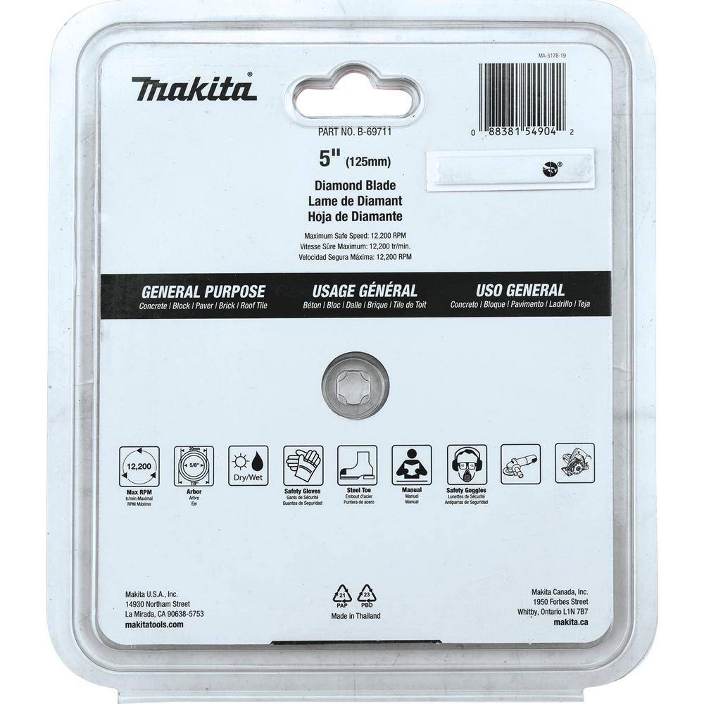 Makita 5 in. Turbo Rim Diamond Blade for General Purpose B-69711