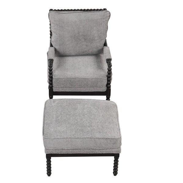 Tufted Velvet Accent Chair with Ottoman，Lounge Chair Reading Chair