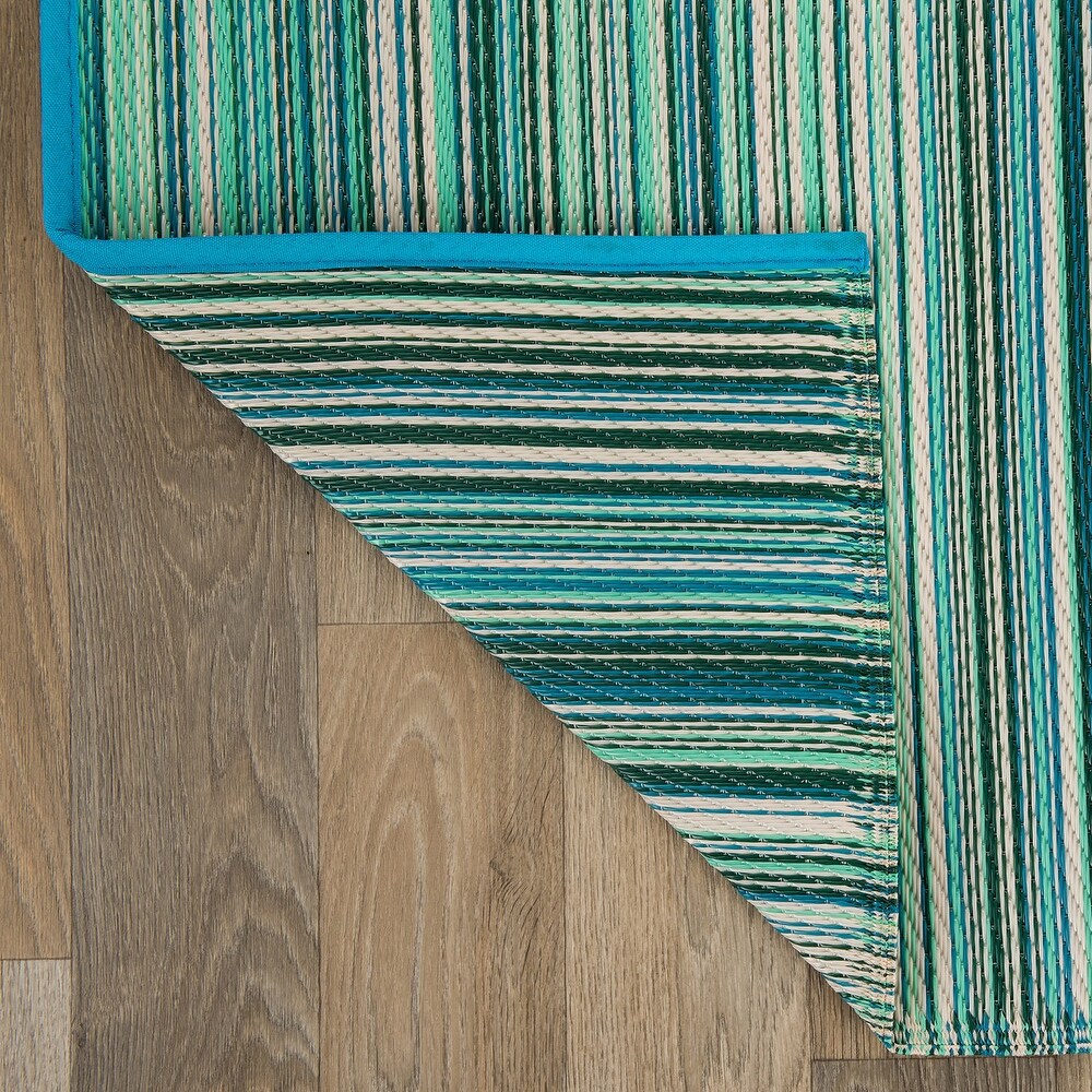 Contemporary Stripe Reversible Plastic Outdoor Rugs