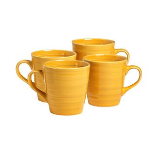 Over and Back 17 oz. Loop Yellow Stoneware Mug (Set of 4) 816453