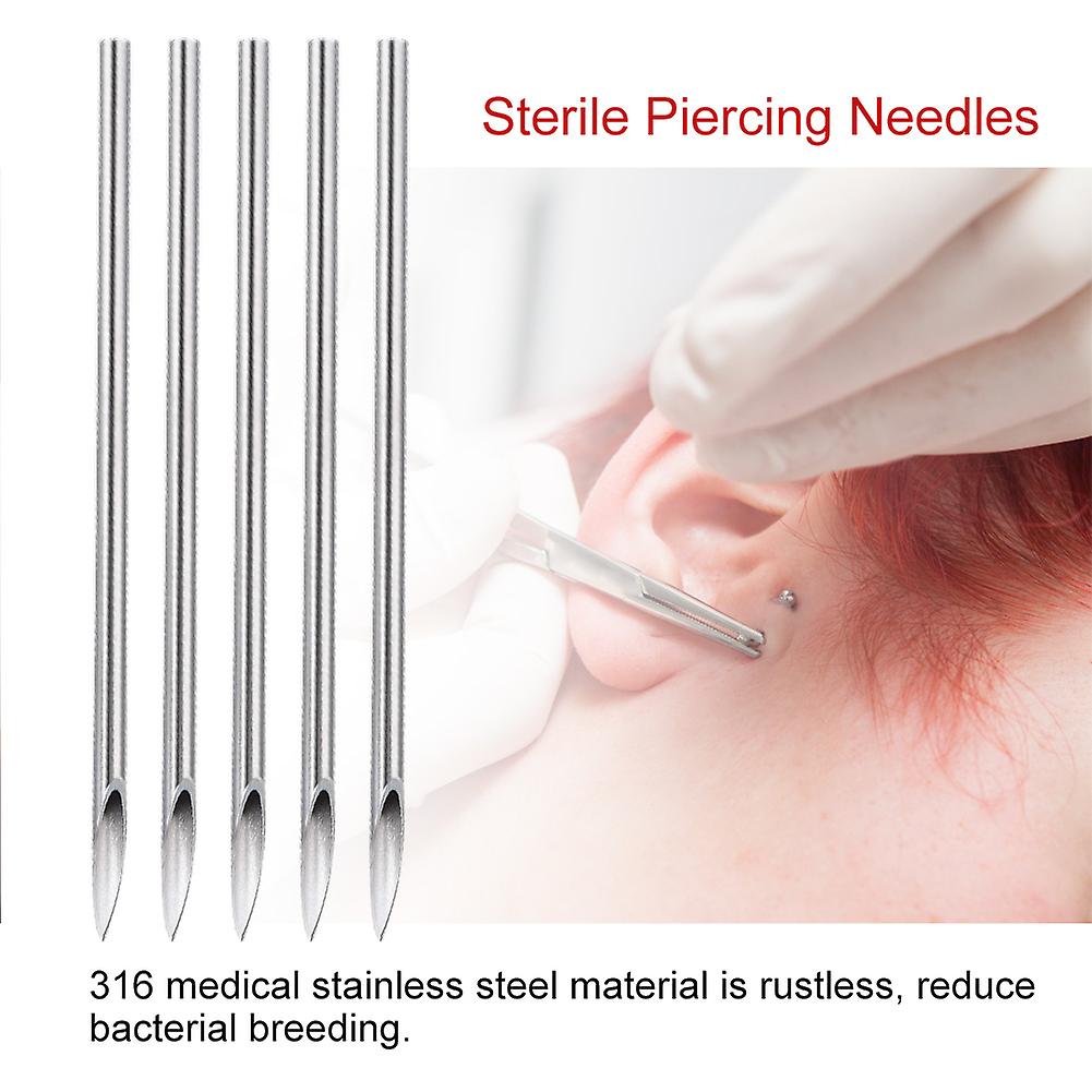 100pcs Piercing Needles Sterile Disposable Tattoo Piercing Needles For Nose Ear Lip (15g)