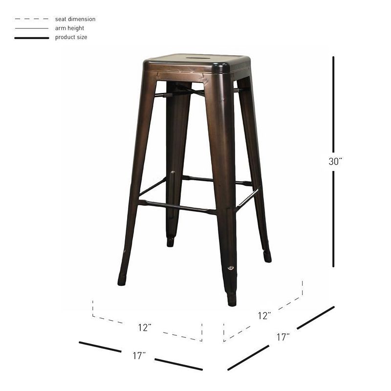 New Pacific Direct Metropolis Metal Backless Bar Stool， (Set of 4)