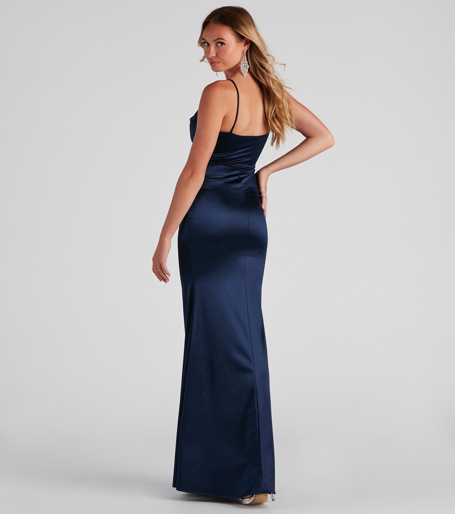 Ciara Sleeveless Satin Formal Dress