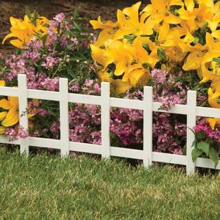 Suncast Cape Cod 33 in. W x 13.25 in. H No Dig Plastic Garden Fence White (8-Pack) CPLFE334PK