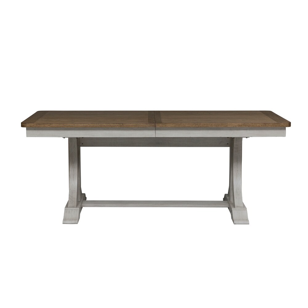 Farmhouse Reimagined Antique White with Chestnut Trestle Table