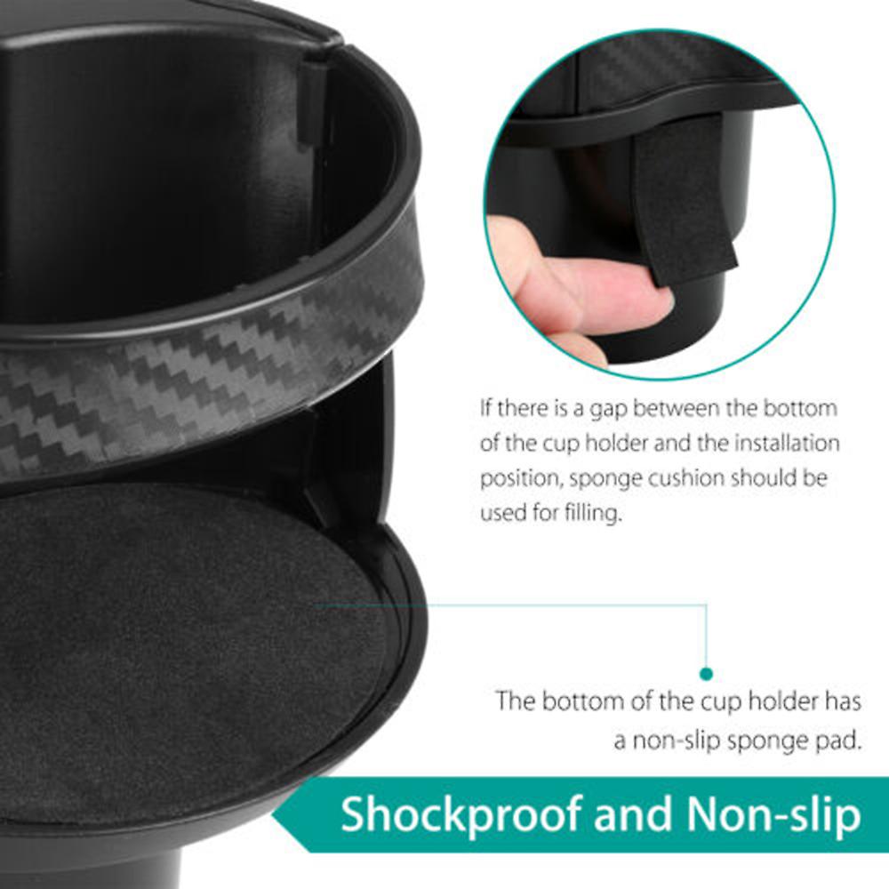 Portable Large Capacity Detachable Carbon Fibre Vehicle-mounted Two-in-one Cup Holder With Anti-slip Sponge Mat