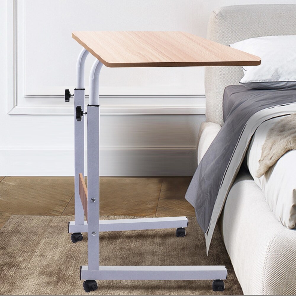 Adjustable Height C Shaped End Table Mobile Laptop Desk Rolling Stand   23.6\