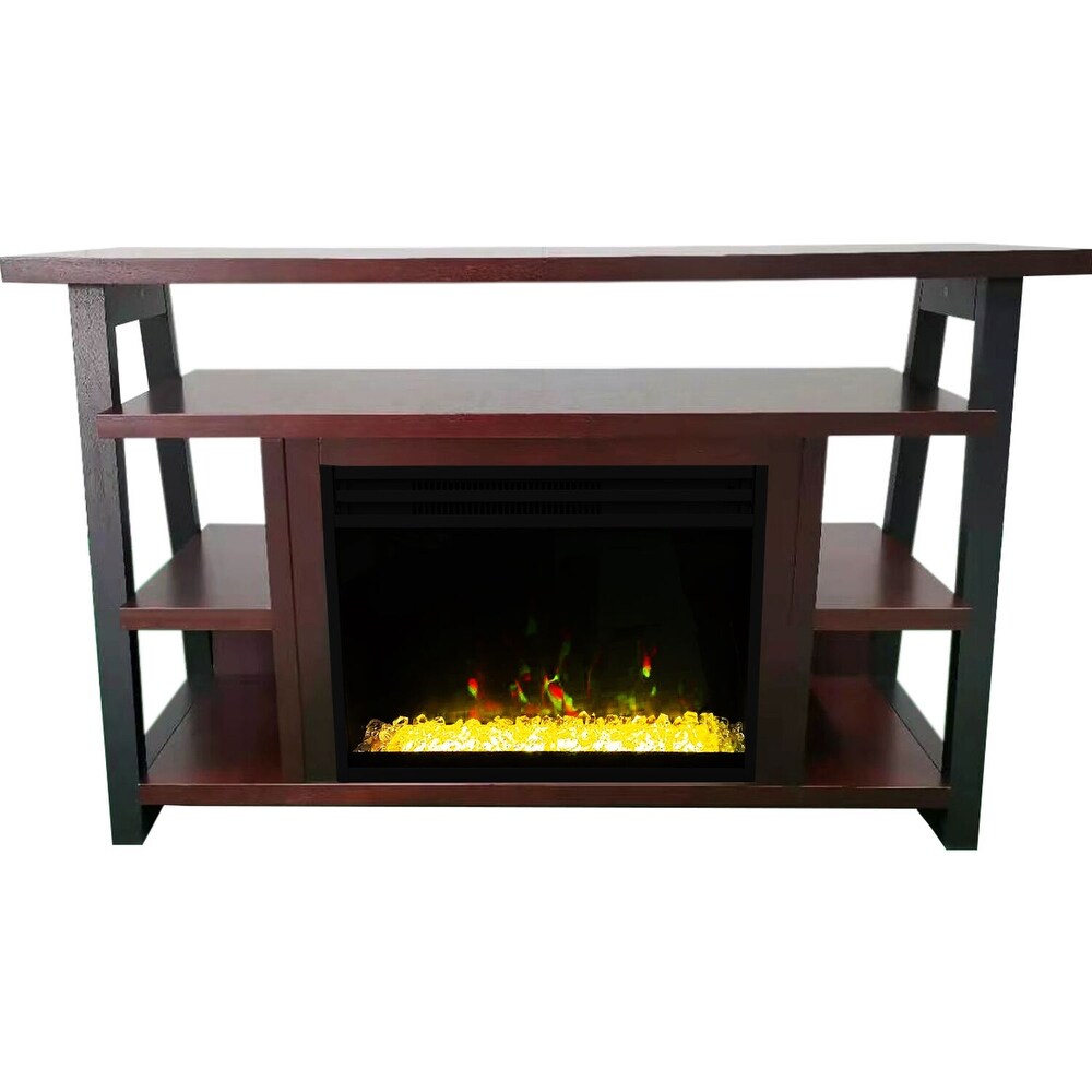 Cambridge 32 In. Sawyer Industrial Electric Fireplace Mantel with Deep Crystal Display and Color Changing Flames  Mahogany