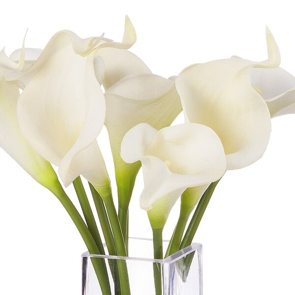 Enova Home Artificial Calla Lily Arrangement in Glass Vase