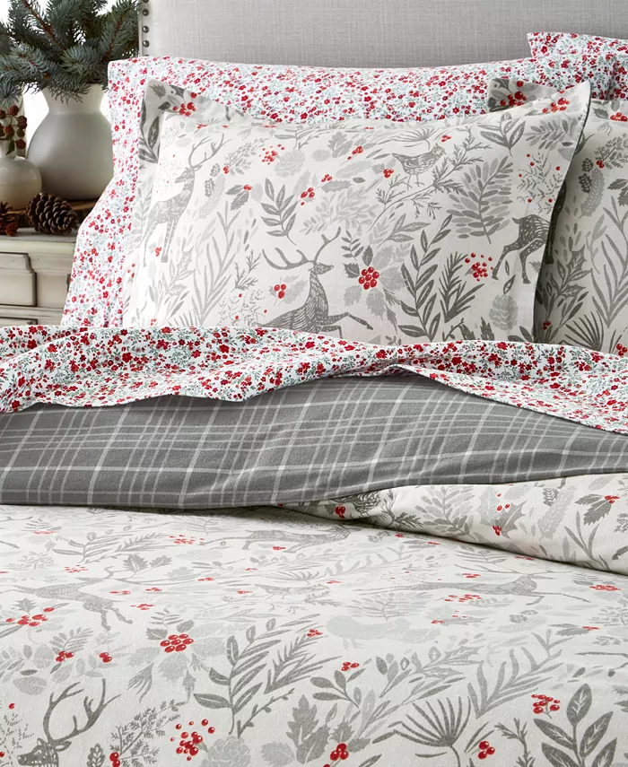 Charter Club Woodland Flannel Cotton Duvet Covers，