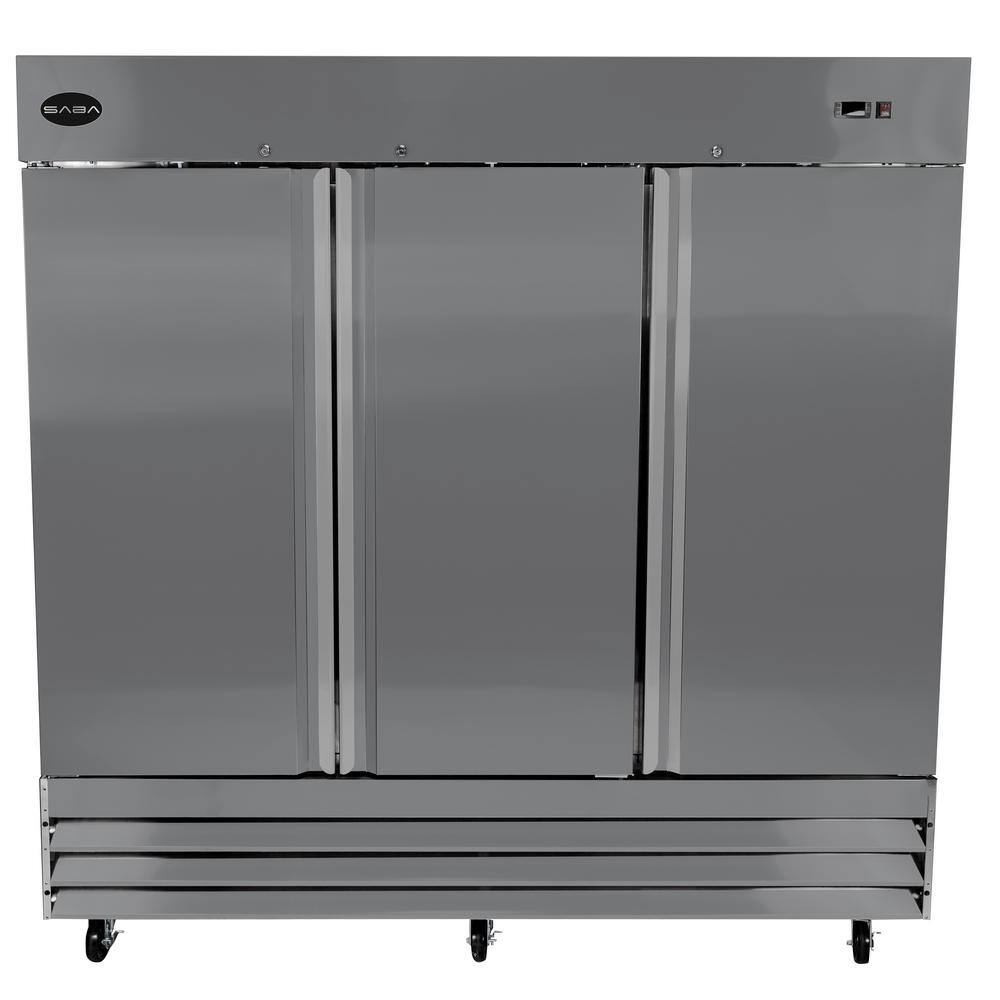 SABA 81 in. W 72 cu. ft. Three Door Commercial Reach In Upright Refrigerator in Stainless Steel S-72R