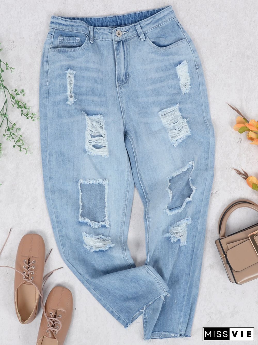 Baggy Distressed Boyfriend Denim Jeans