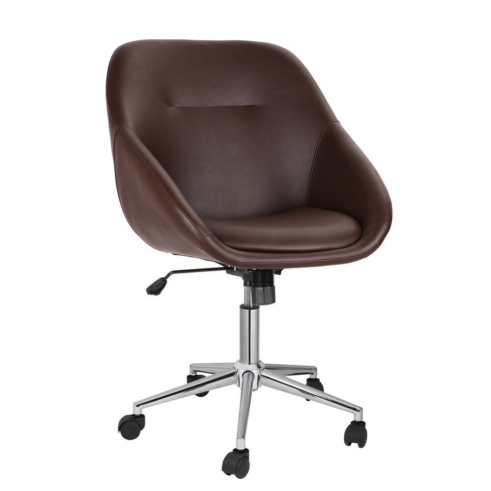 Porthos Home Hayes Swivel Office Chair  Chrome Base  PU Leather