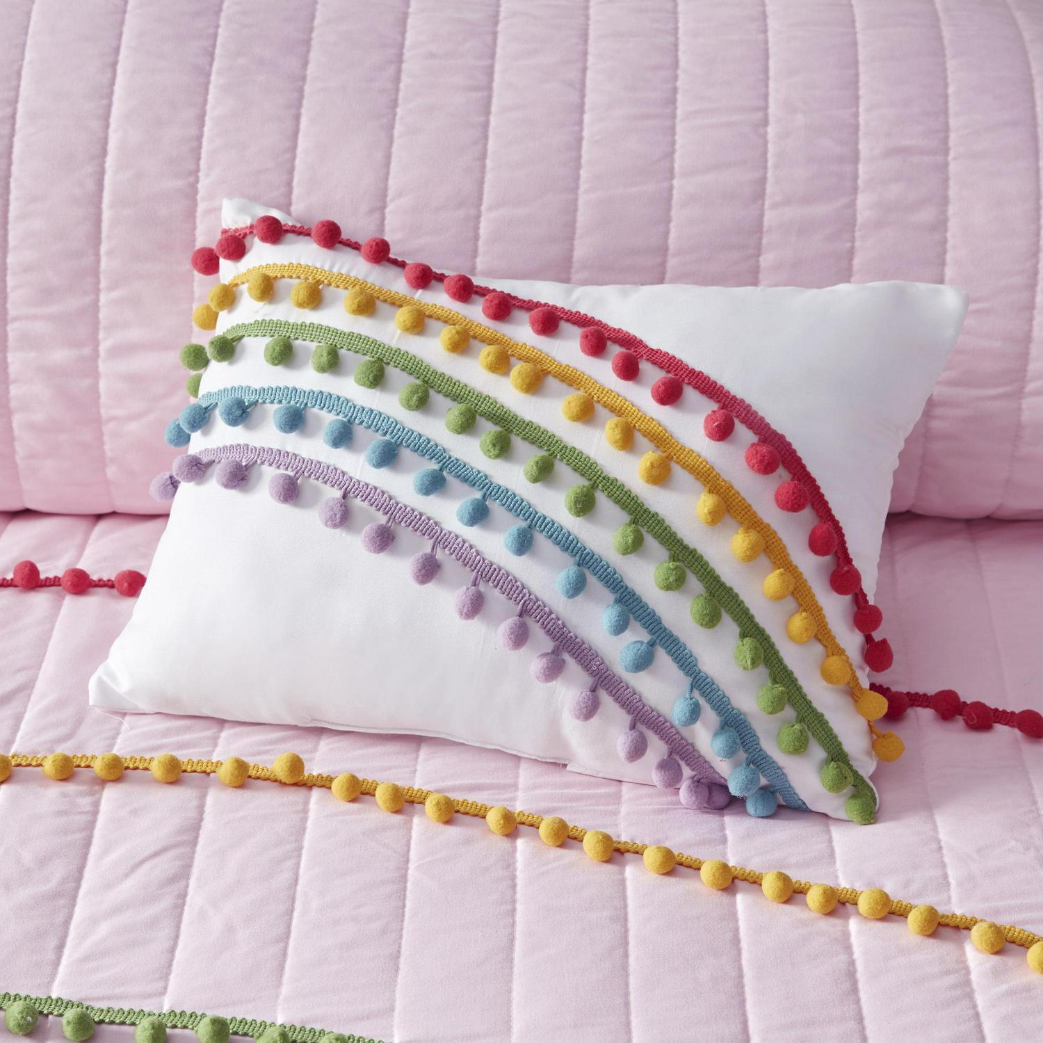 Home Essence Leah Pink Rainbow Cotton Filled Quilted 4 Piece Coverlet Set Full