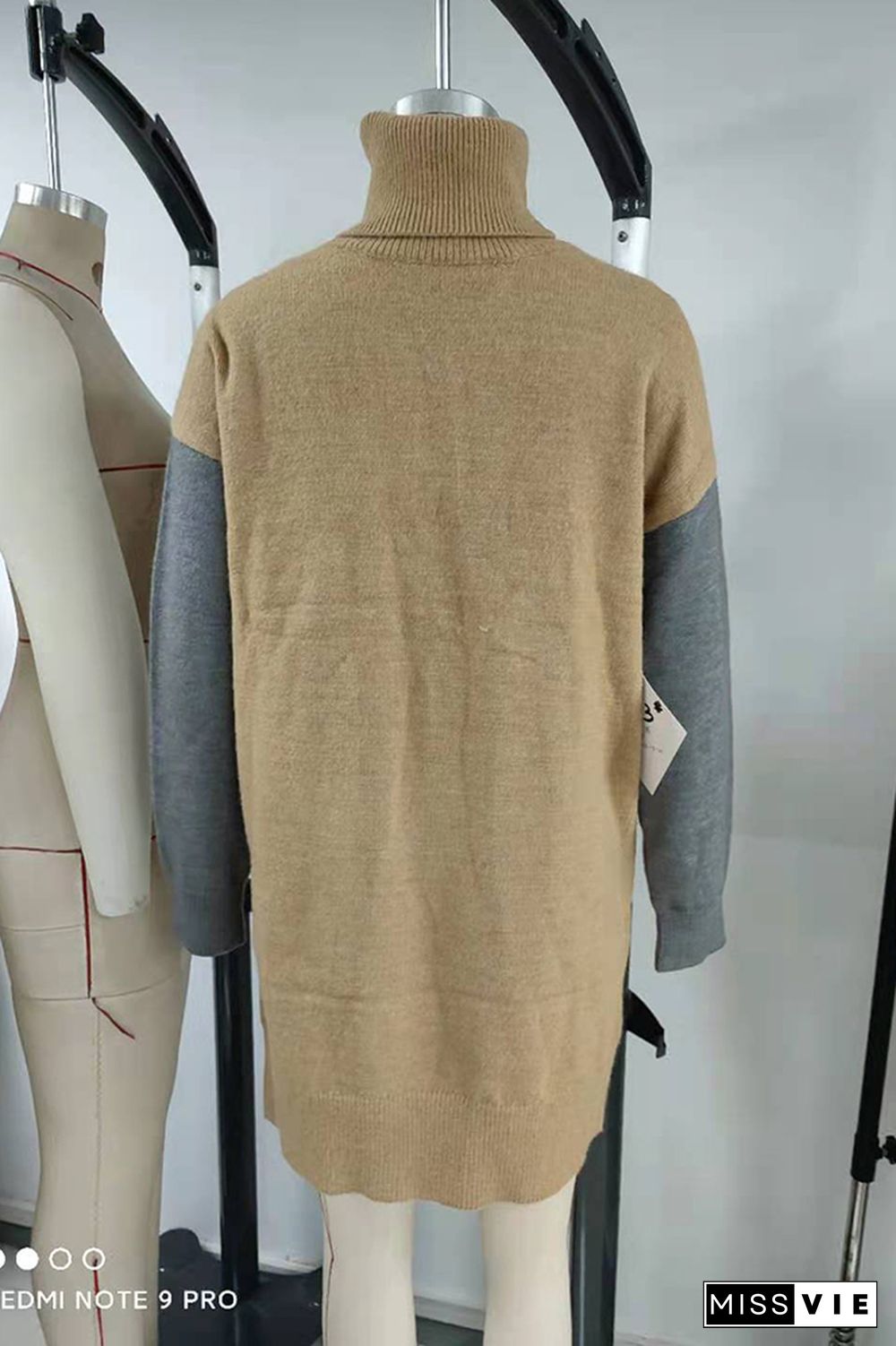 High Collar Knit Long Sleeve Sweater Dress Women Wholesale