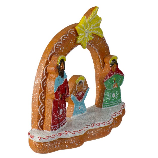 Glitter Dusted Gingerbread Holy Family Christmas Nativity Decoration