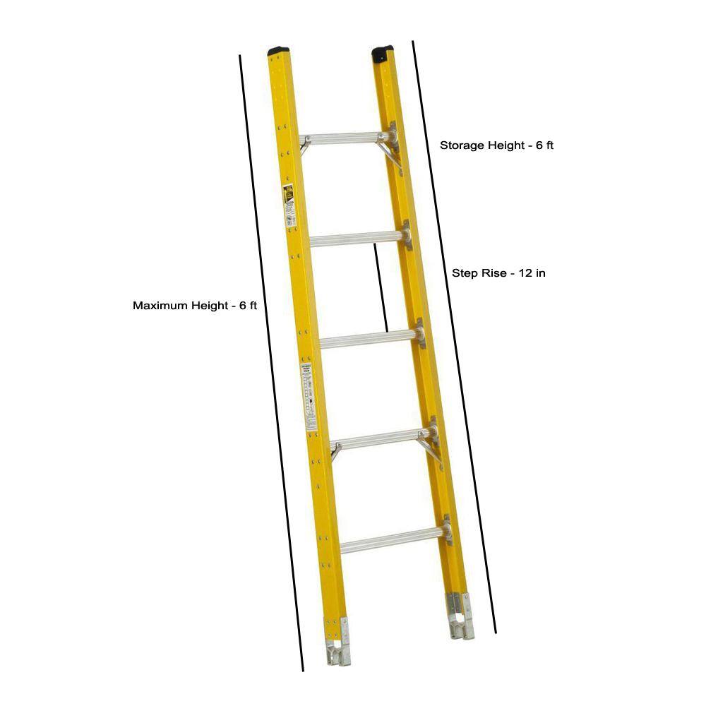 Werner 6 ft. Fiberglass Tapered Sectional Ladder with 375 lb. Load Capacity Type IAA Duty Rating - Top Section S7906-3