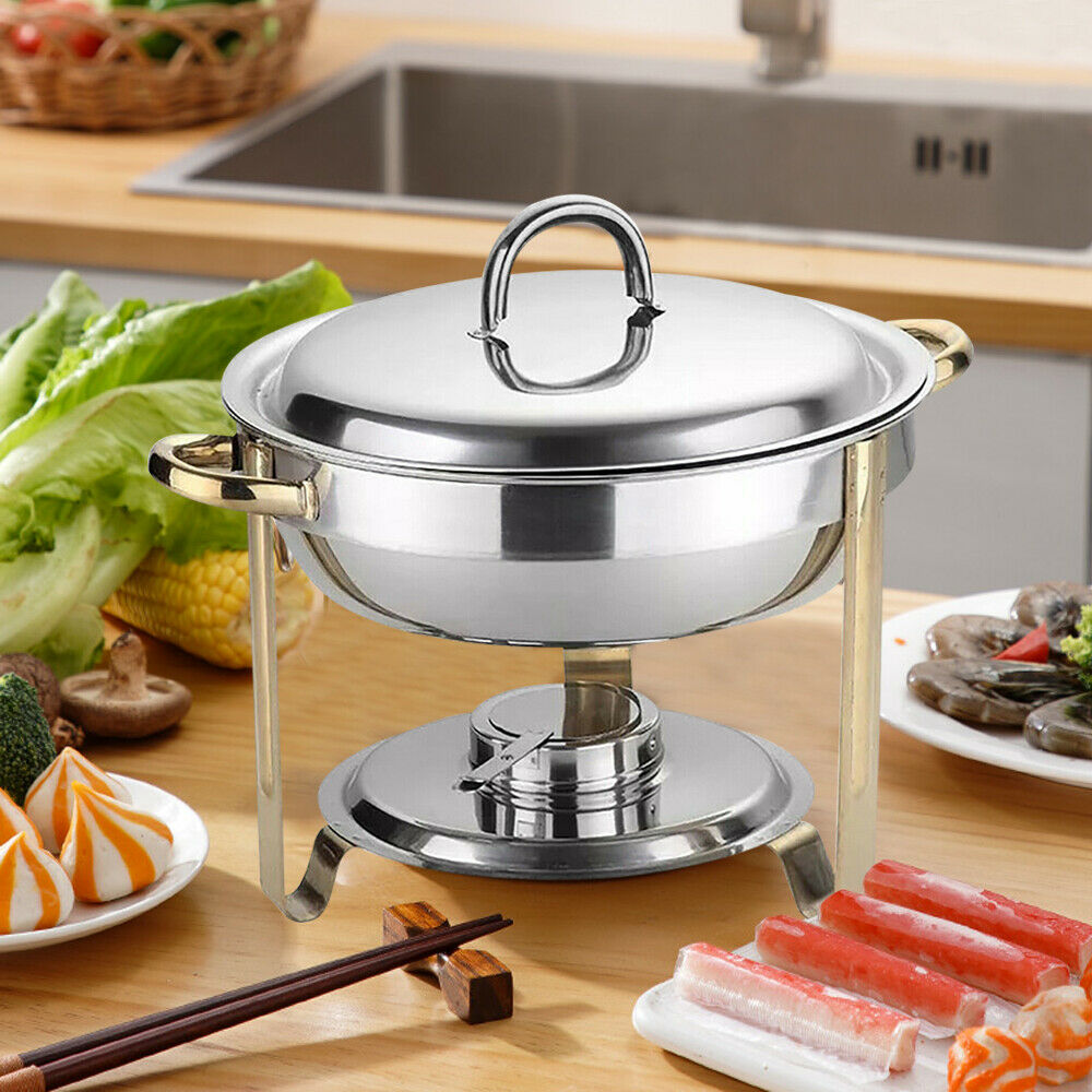 Miumaeov 4L Buffet Catering Stainless Steel Chafer Round Chafing Dish Food Warmer