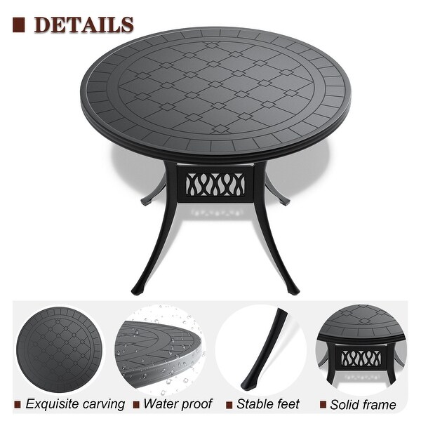 3/5 Piece Cast Aluminum Outdoor Dining Set with 39.37 in. Round Table and Random Color Seat Cushions