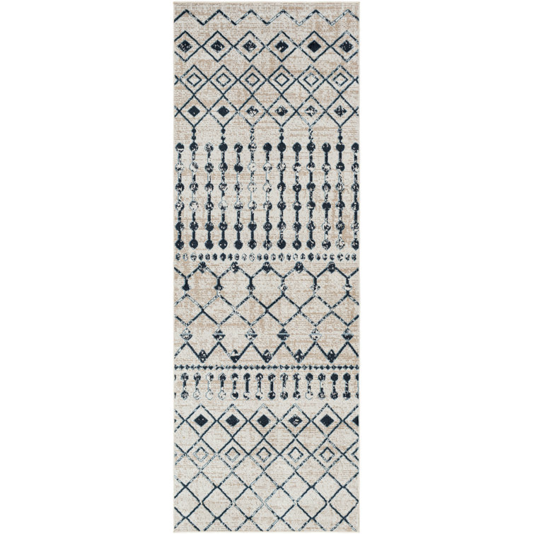 Lyles Machine Washable Moroccan Ink Blue/Gray Area Rug