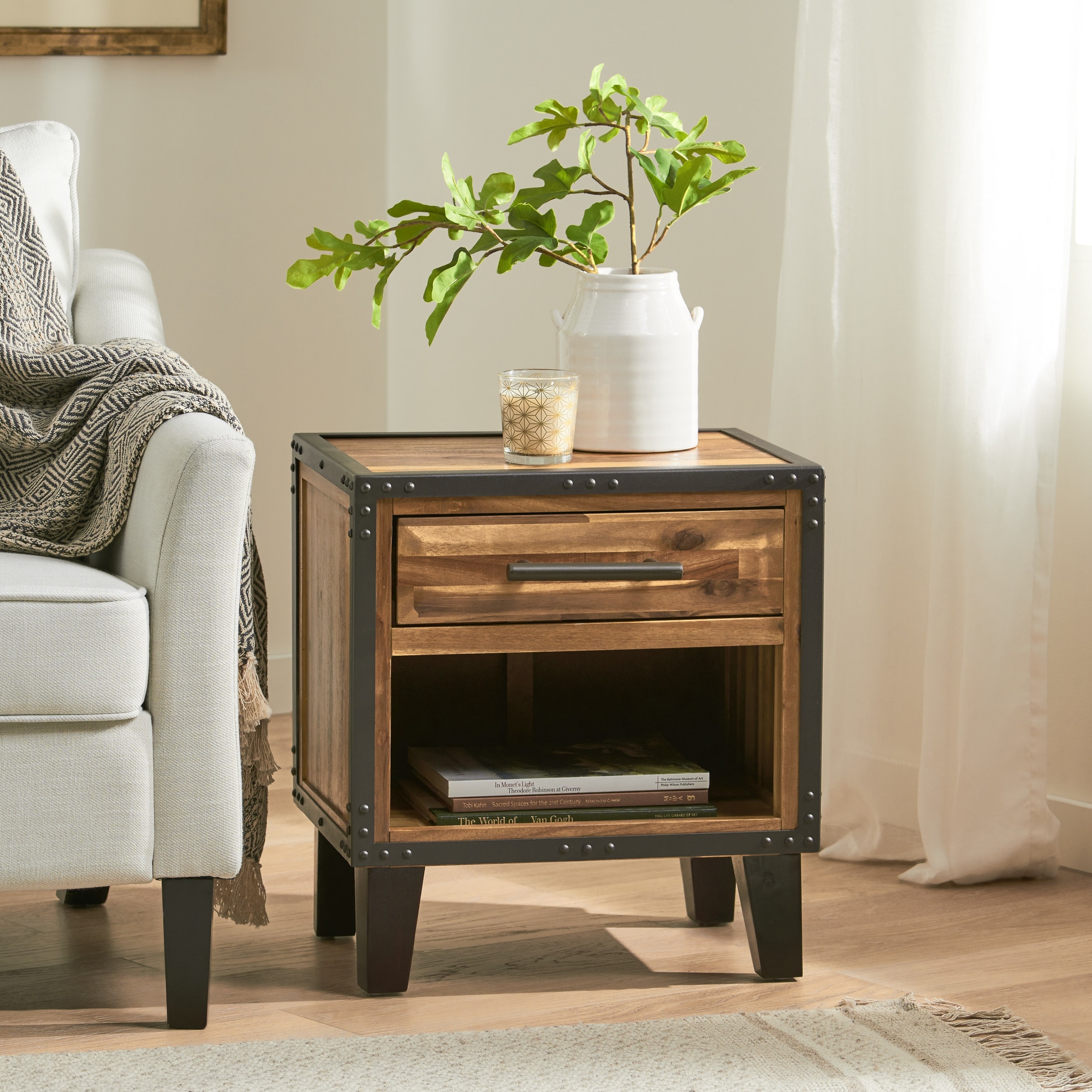 Luna Acacia Wood End Table by Christopher Knight Home