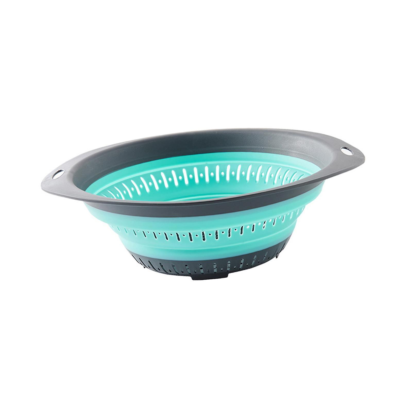 Washing Fruit Colander Multiuse Serving Container Kitchen Foldable Strainers Green Round