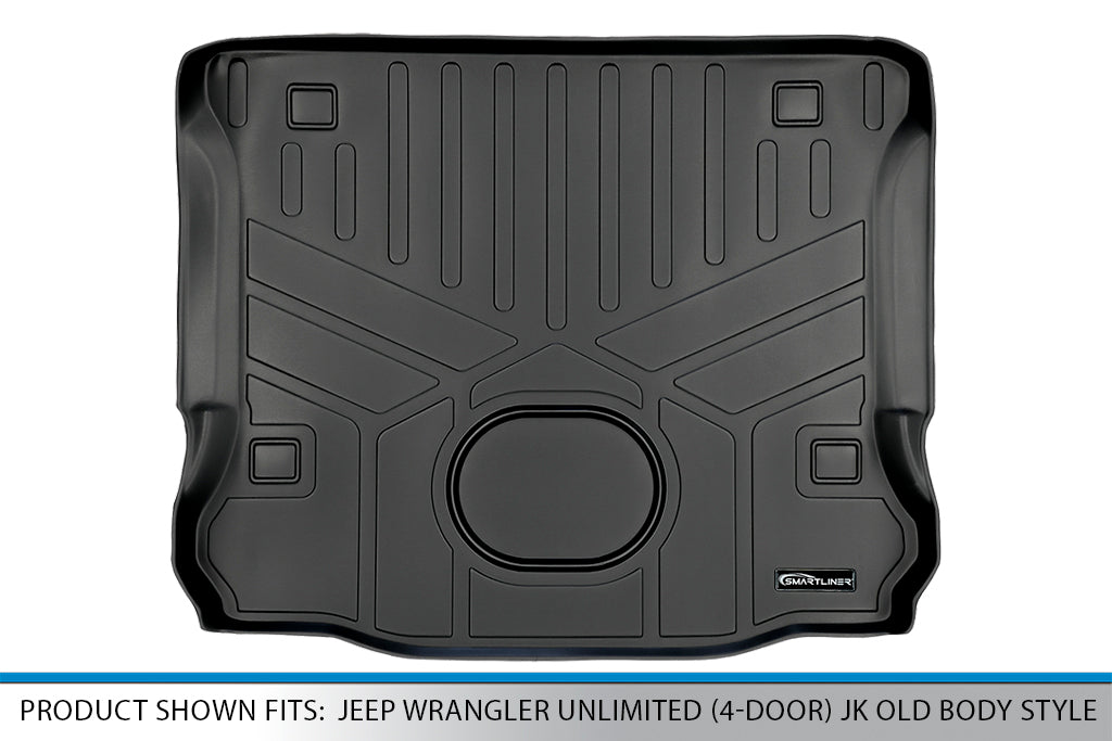 Smartliner SD0194 All Weather Trunk Floor Mat Cargo Liner - JK Old Body Style for 2015-2018 Jeep Wranglerand#44; Black