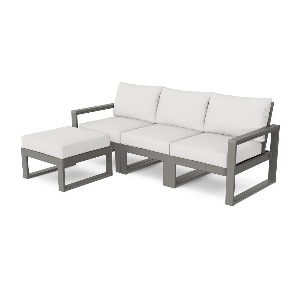 POLYWOOD EDGE 4 Piece Modular Deep Seating Set with Ottoman