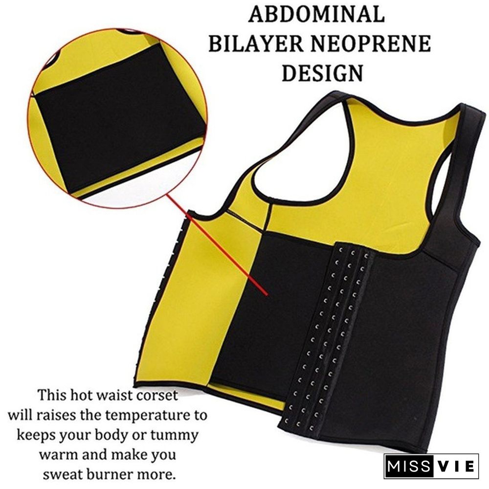 Women Sweat Vest Weight Loss Slimming Waist Trainer Corset Workout Body Shaper Compression Shirt Sport Tank Top