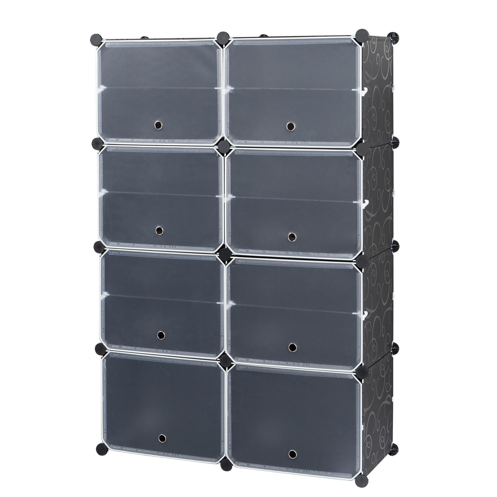 Zimtown 7-Tier 14 Cube Modular Cabinet Shelving Expandable with Doors， Plastic Shoe Rack Organizer for Heels， Boots， Boots