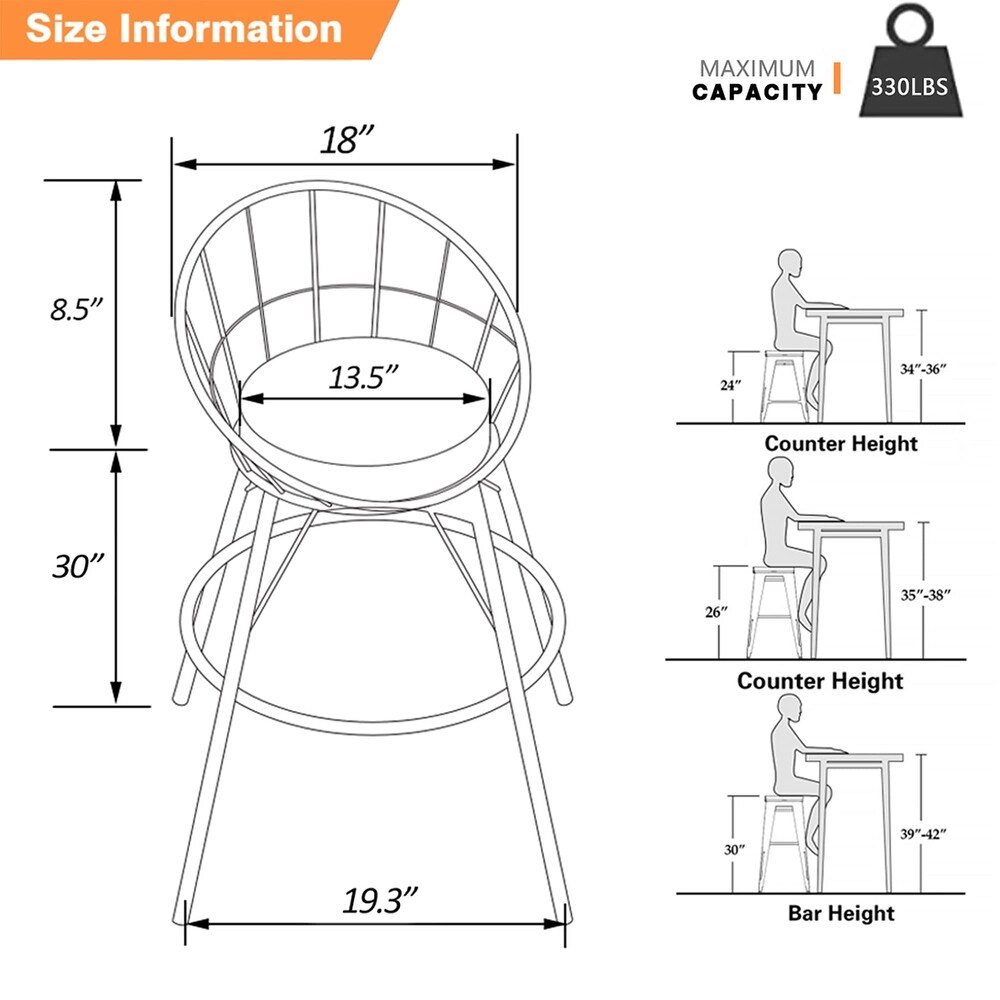 Swivel Bar Stools with with Removable White Faux Fur Metal Counter Bar Chairs Set of 2 24\