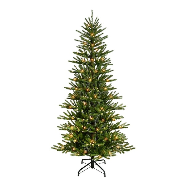 Puleo International 6.5 ft. PreLit Artificial Mountain View Spruce Tree