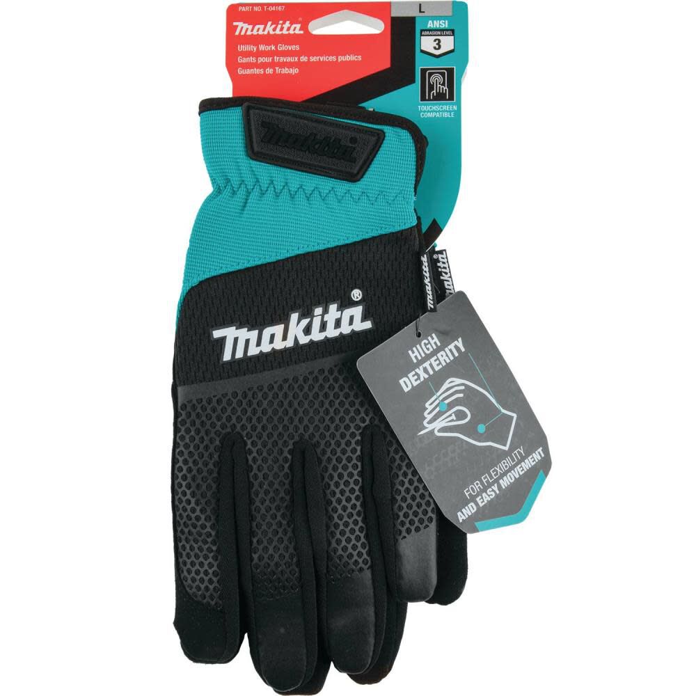 Makita Utility Work Gloves Open Cuff Flexible Protection Large T-04167 from Makita