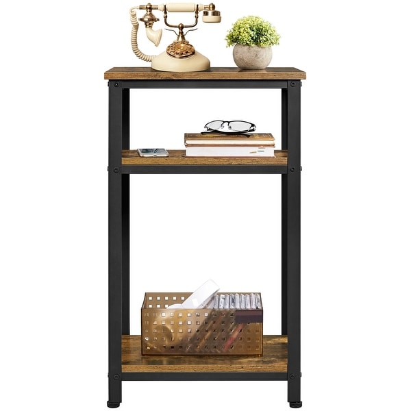 Yaheetech End Table Industrial Telephone Table with 2-Tier Shelves