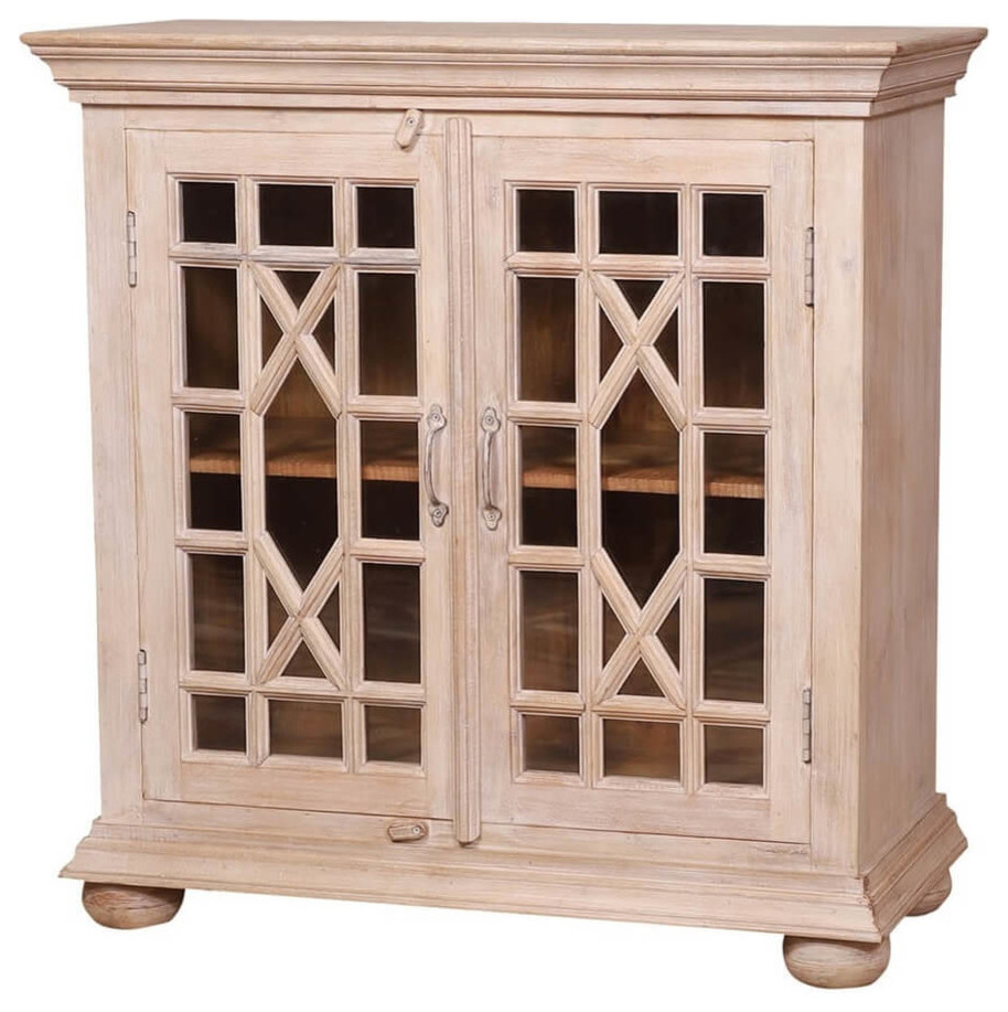 Marenisco Traditional Reclaimed Wood Glass Door Storage Cabinet   Traditional   Accent Chests And Cabinets   by Sierra Living Concepts Inc  Houzz