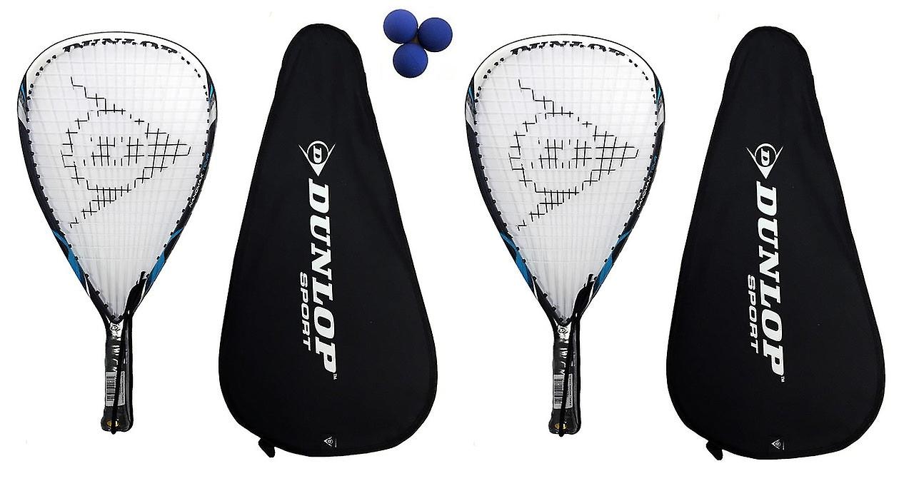 2 X dunlop nanomax tour racketball rackets + 3 dunlop balls