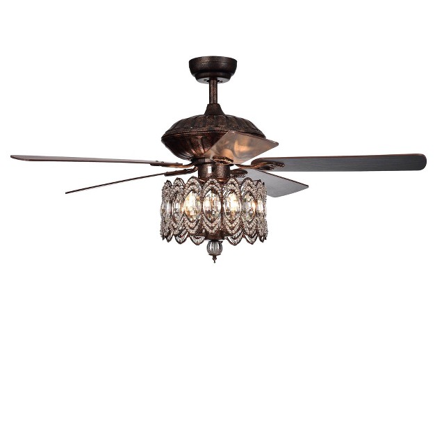 X 52 quot X 23 quot Grove Dejes Chandelier Lighted Ceiling Fan With Crystal Shade Brown Warehouse Of 