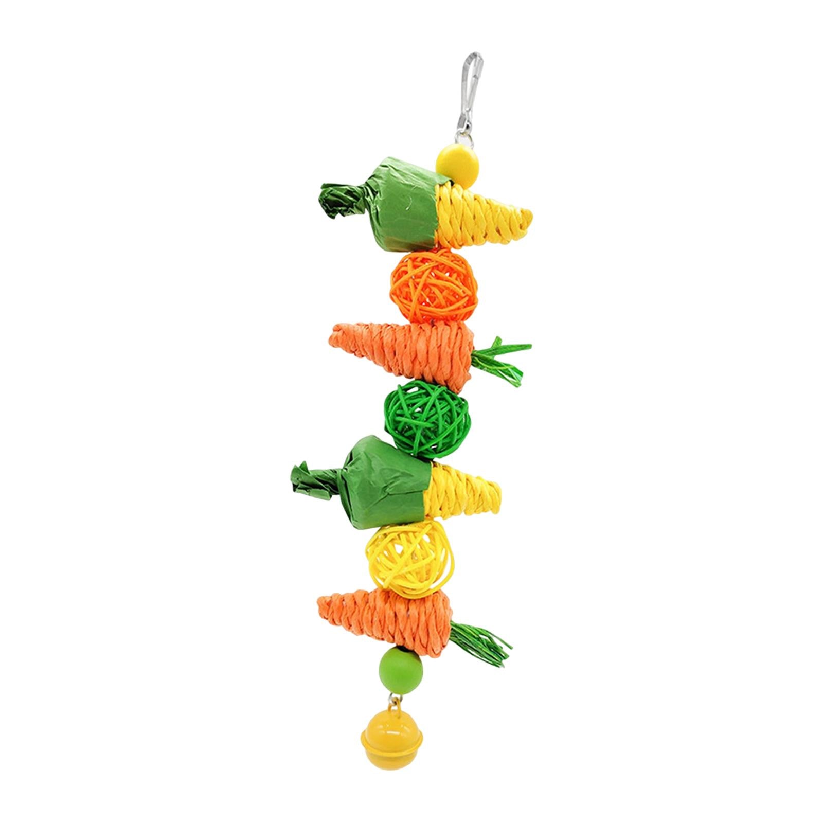 2X Birds Parrots Chewing Toys Cage Accesory with Bell Training Parrot Toys for Small to Large Birds Parrots Budgie Parakeets