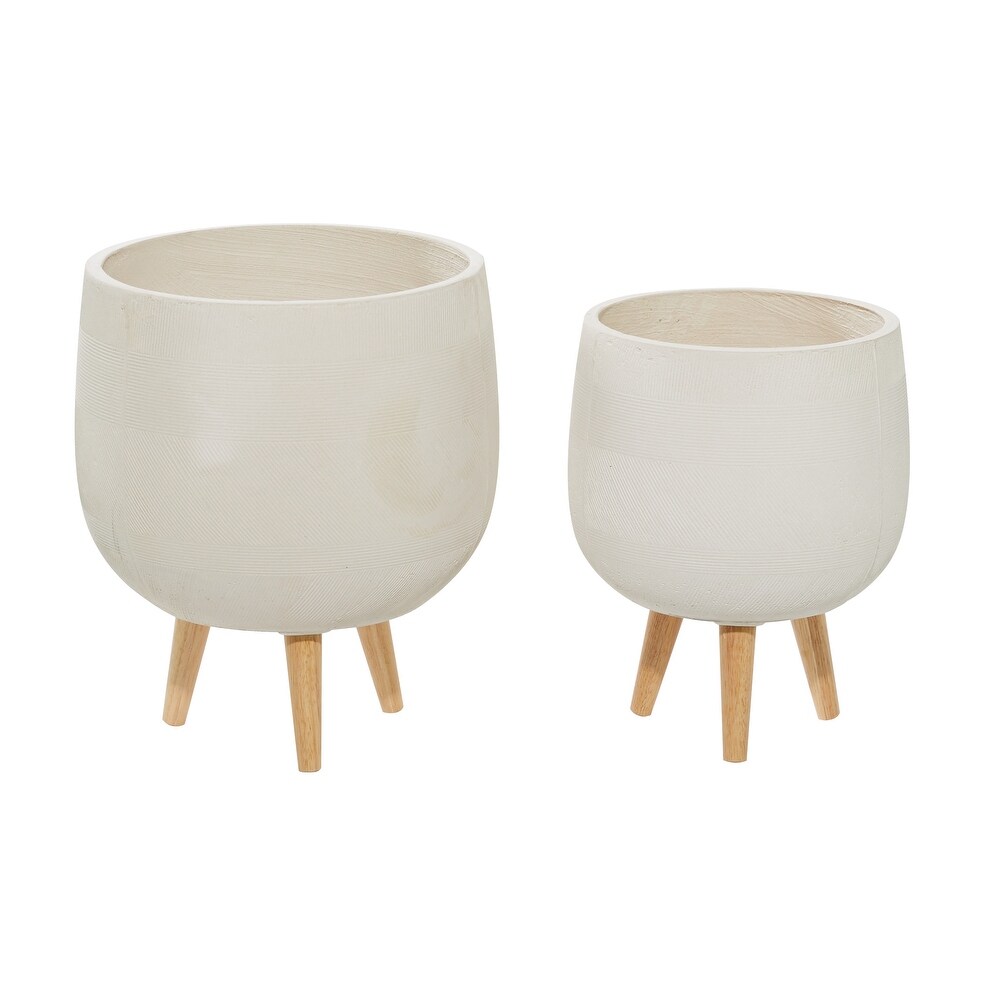 Ceramic Contemporary Planter (Set of 2)   12 x 12 x 15Round