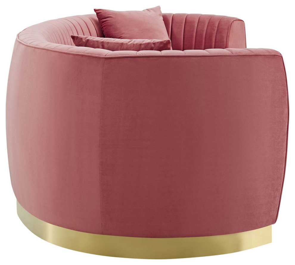 Dusty Rose Enthusiastic Vertical Channel Tufted Curved Performance Velvet Sofa   Contemporary   Sofas   by Uber Bazaar  Houzz