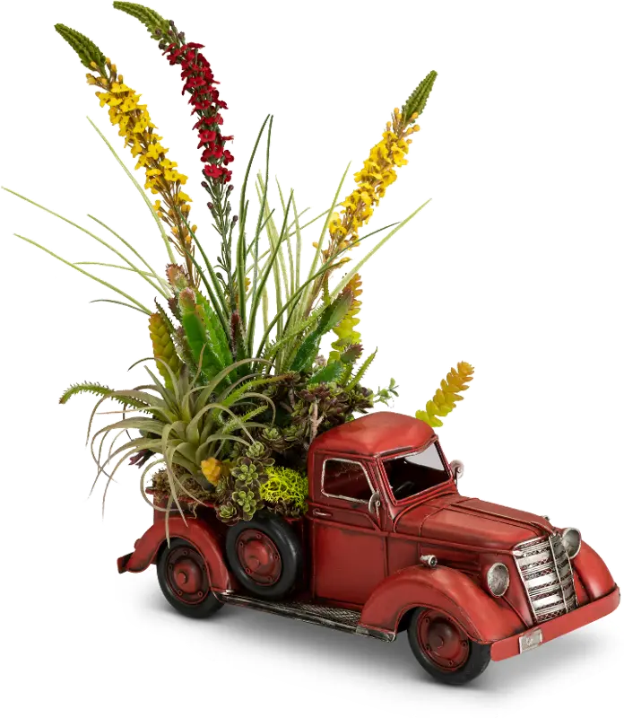 Red Truck Faux Flower Arrangement