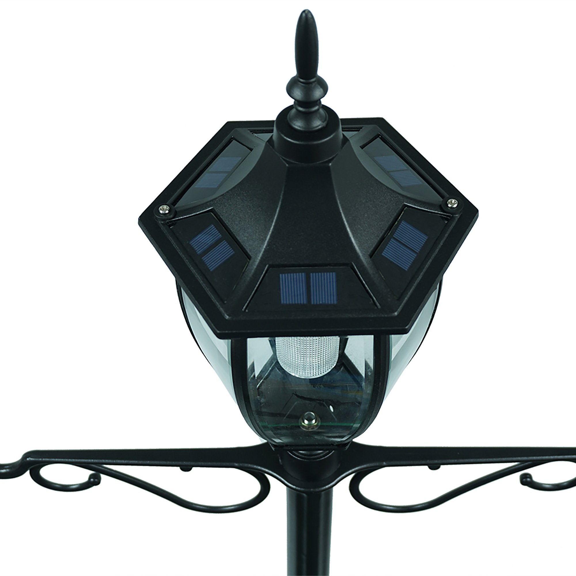 SunRay Cresmont Solar Lamp Post and Planter， with Hanger， Black， Single Head